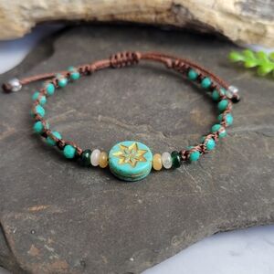 Earth Art Hand Crafted Turquoise and Brown Bracelet